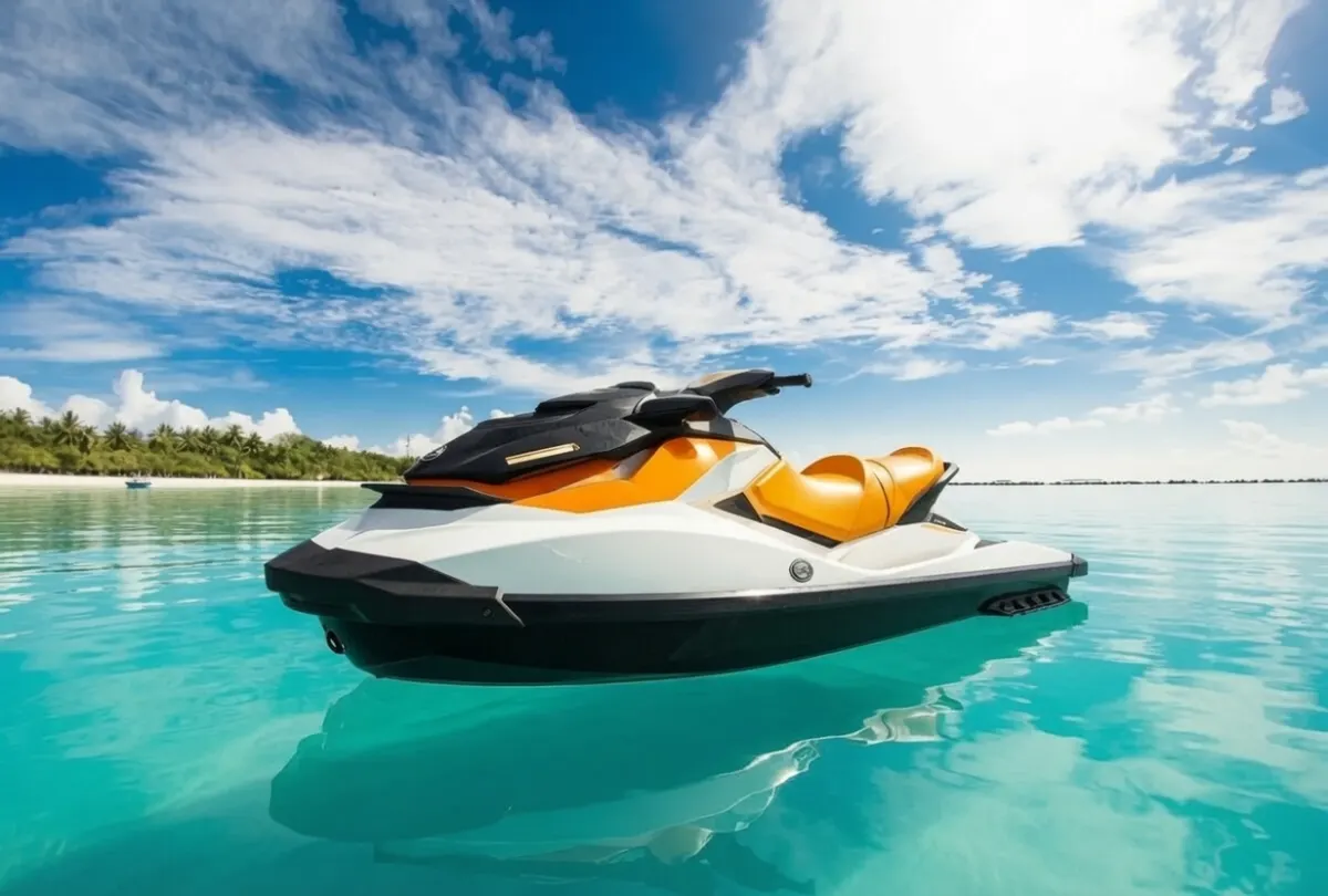 Jet ski em água cristalina